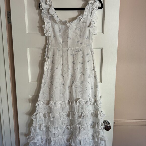 Doen Calla Maxi Dress in Salt White Blue Embroidery XS - Picture 3 of 6